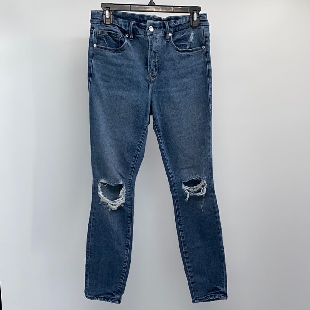 Good American Jeans Size 28 Distressed Knees Good Legs Crop